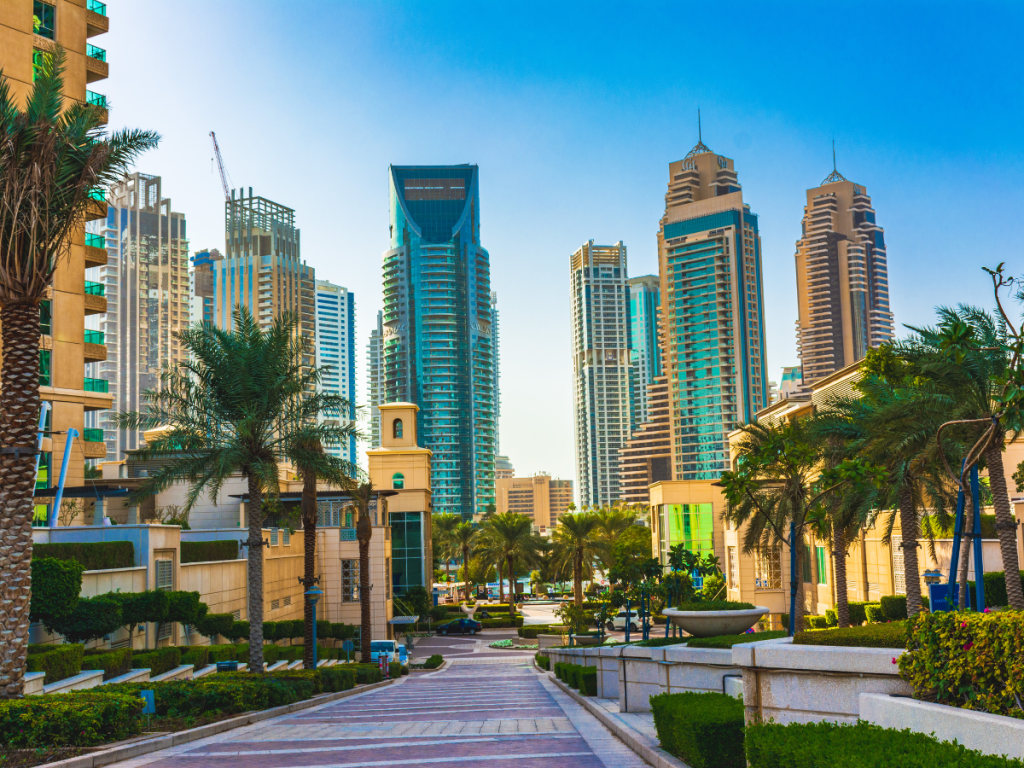 Dubai skyline at dusk