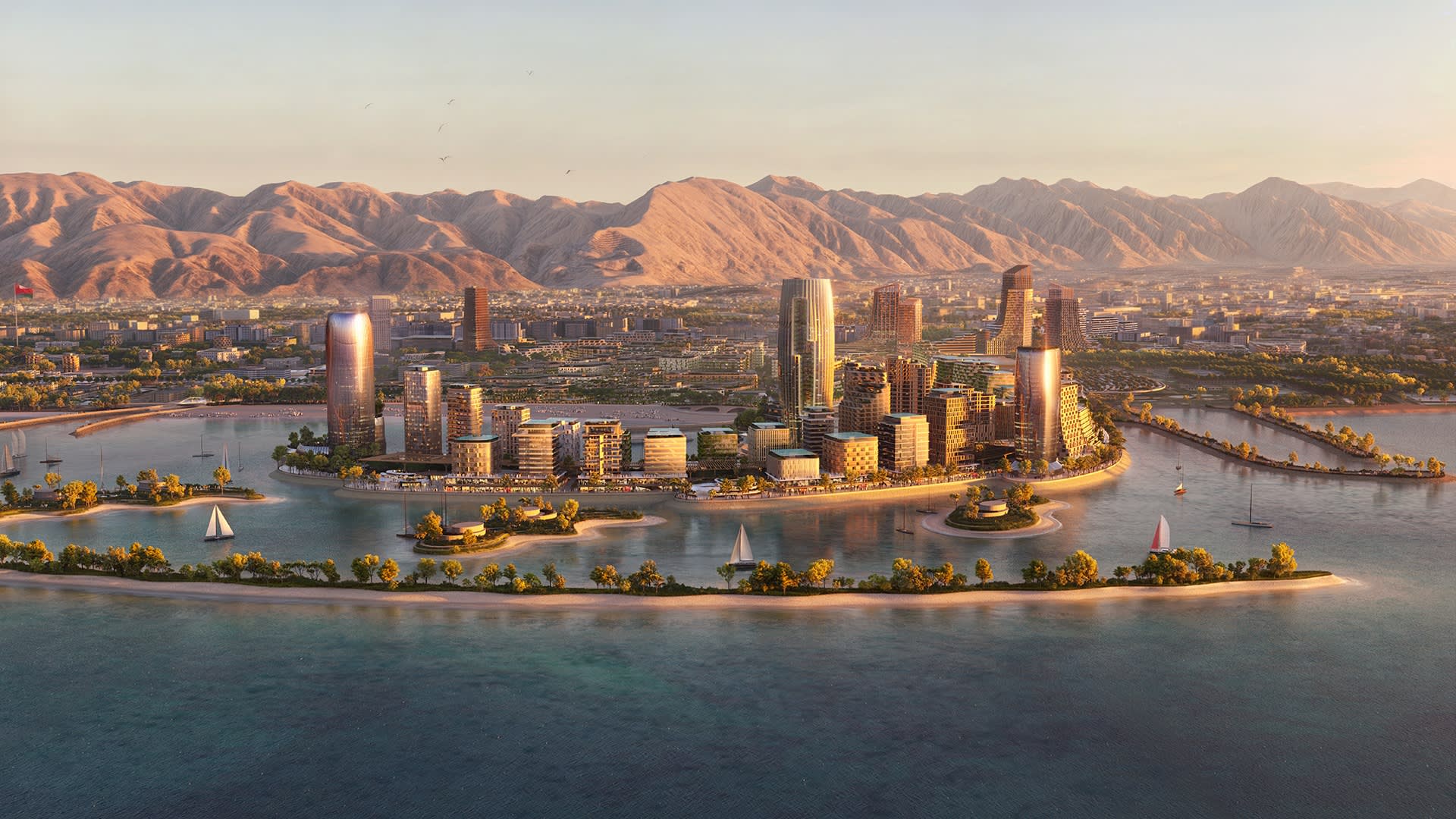 Muscat coastline and mountains